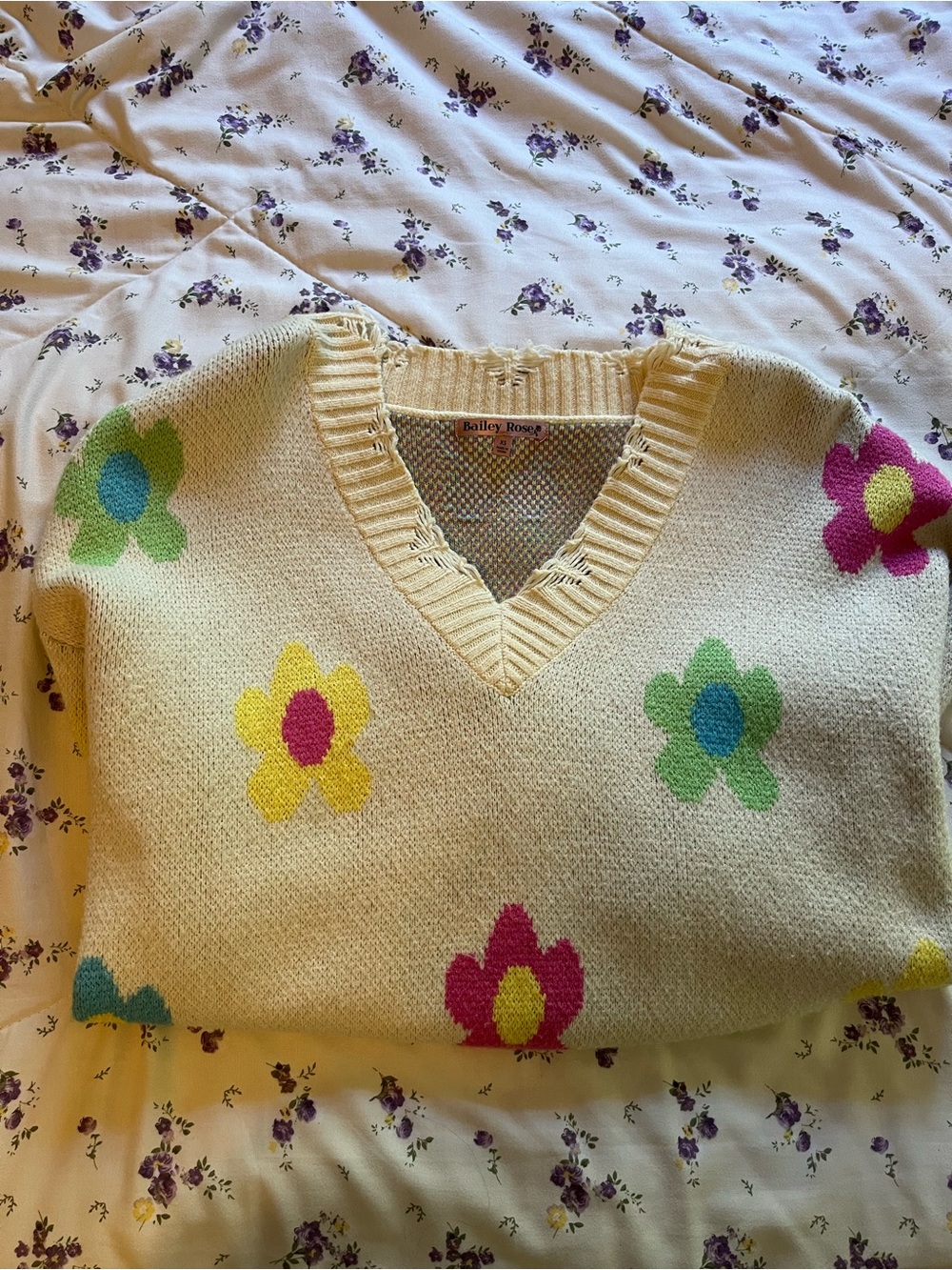 Bailey Rose Knit Flower Sweater